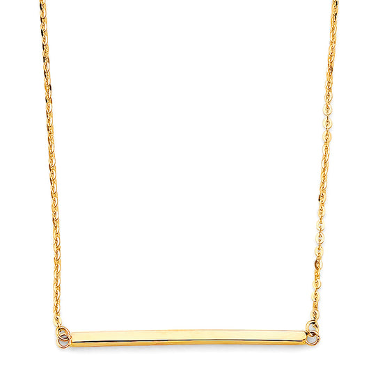 Gold necklace with a bar pendant on a white background available on the TX.ORO website.