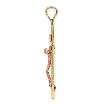 14K Two-Tone Yellow & Rose Gold Crucifix Cross Religious Pendant for Necklace or a Chain