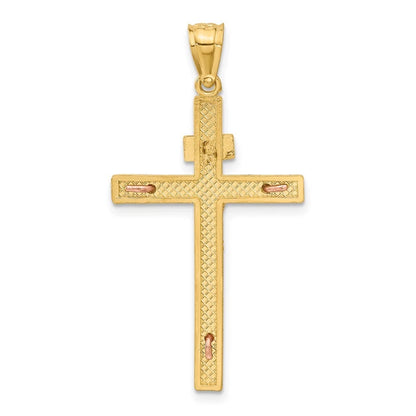 14K Two-Tone Yellow & Rose Gold Crucifix Cross Religious Pendant for Necklace or a Chain