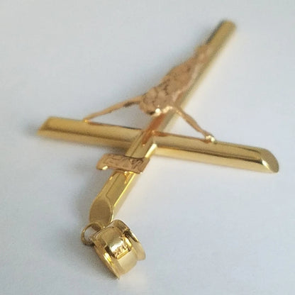 14K Two-Tone Yellow & Rose Gold Crucifix Cross Religious Pendant for Necklace or a Chain