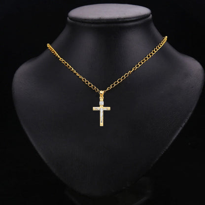 14K Two-Tone Yellow & White Gold Crucifix Cross INRI Pendant - 18x35mm