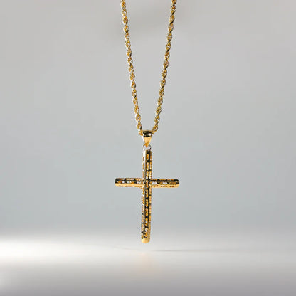 14K Two-Tone Gold Cut-Out Crucufix Charm Religious Pendant - 35x20mm