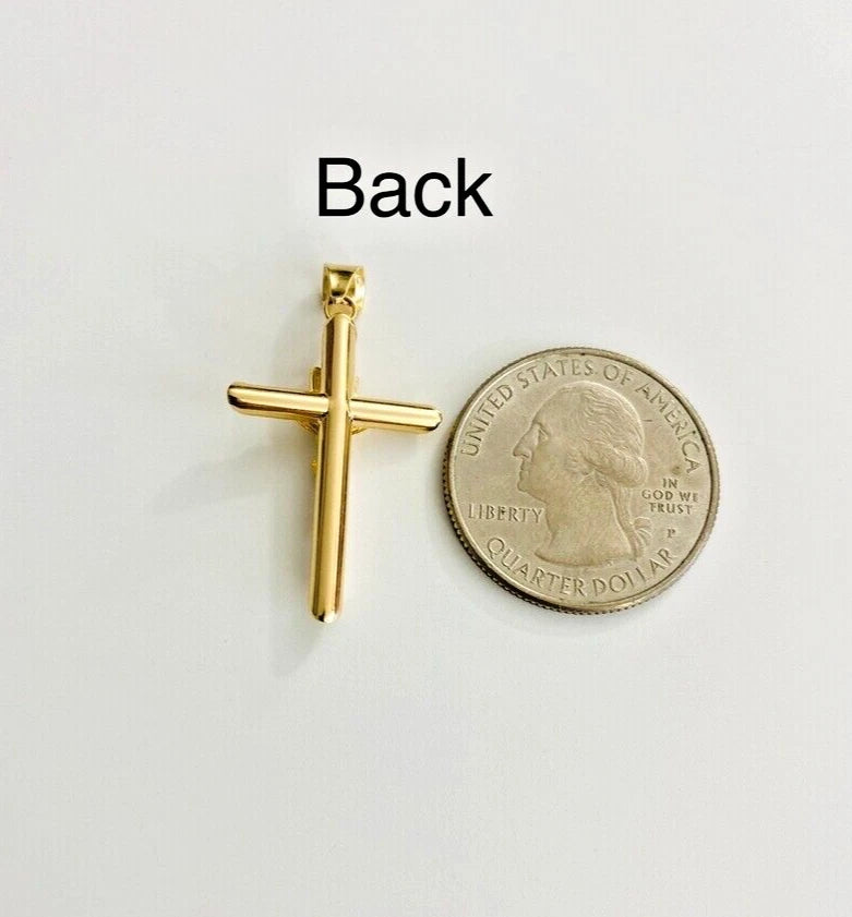 14K Real Yellow Gold 1.2" Jesus Christ Crucifix Cross INRI Religious Pendant