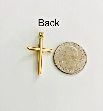 14K Real Yellow Gold 1.2" Jesus Christ Crucifix Cross INRI Religious Pendant