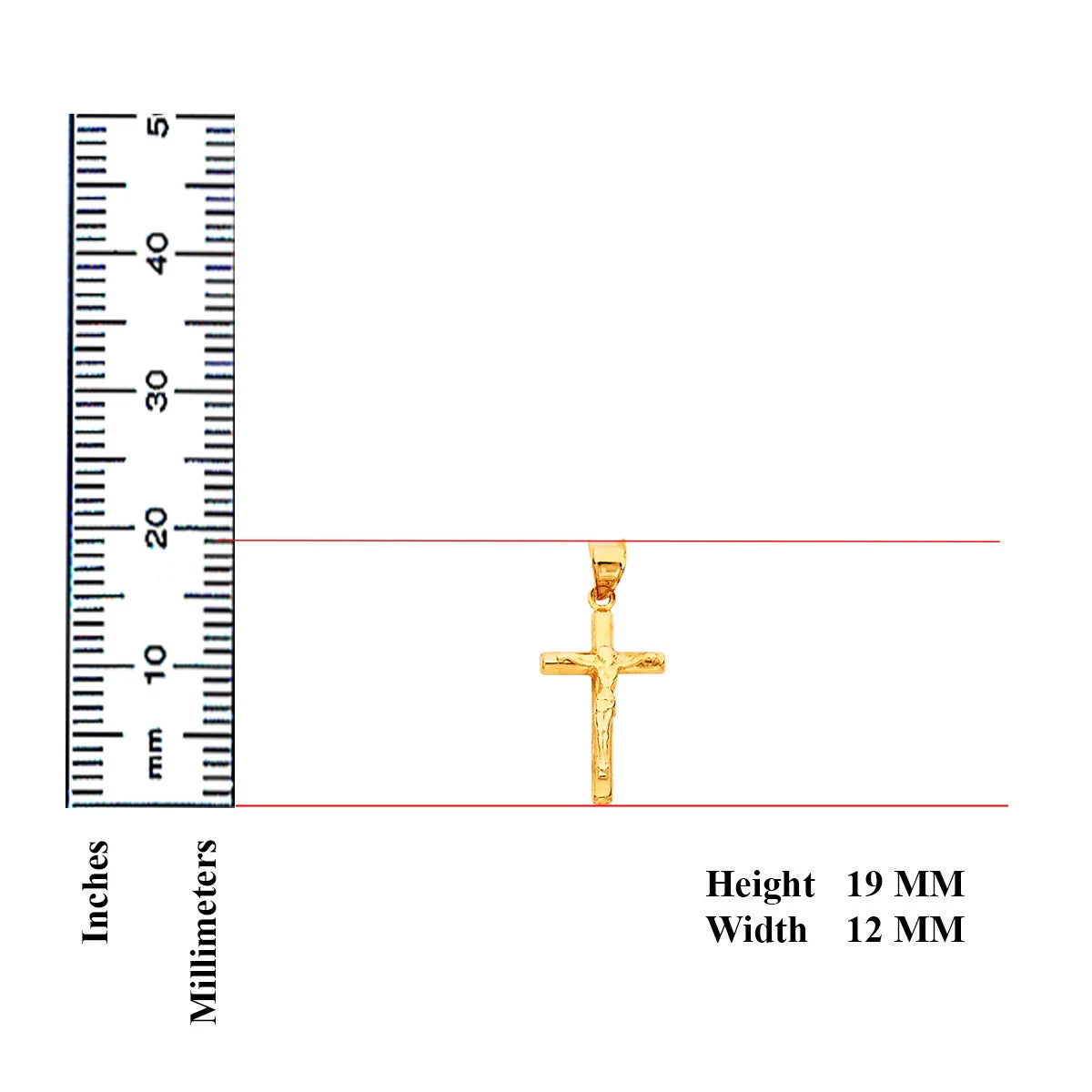 14K Real Yellow Gold 0.7" Jesus Crucifix Cross INRI Religious Pendant