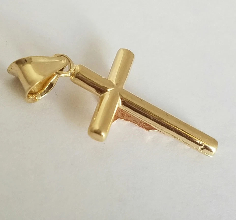 14K Two-Tone Yellow & Rose Gold Crucifix Cross Religious Pendant