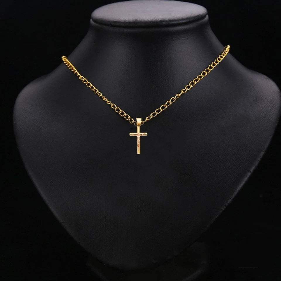 14K Two-Tone Yellow & Rose Gold Crucifix Cross Religious Pendant