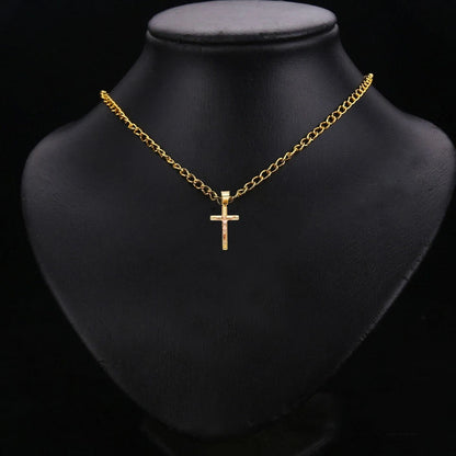 14K Two-Tone Yellow & Rose Gold Crucifix Cross Religious Pendant