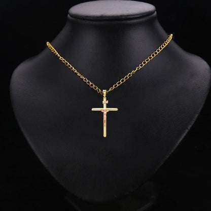 14K Two-Tone Yellow & Rose Gold Crucifix Pendant for Necklace or a Chain - 1.6g