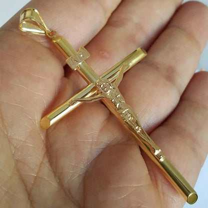 14K Two-Tone Yellow & Rose Gold Crucifix Pendant for Necklace or a Chain - 1.6g