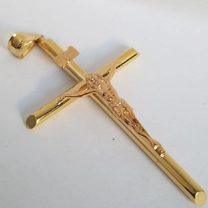 14K Two-Tone Yellow & Rose Gold Crucifix Pendant for Necklace or a Chain - 1.9g