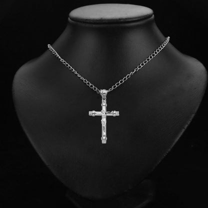 14K White Gold Cubic Zirconia Religious Crucifix Cross Pendant for Men & Women