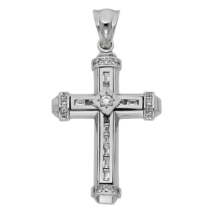 14K White Gold Fancy Religious Crucifix Cross Pendant for Necklace of Chain