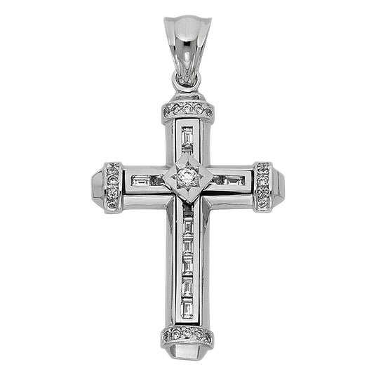14K White Gold Fancy Religious Crucifix Cross Pendant for Necklace of Chain