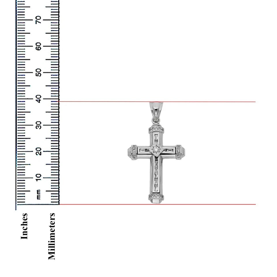 14K White Gold Fancy Religious Crucifix Cross Pendant for Necklace of Chain