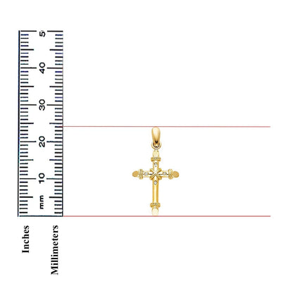14K Yellow Gold Christian Cross Charm Pendant for Necklace or Chain