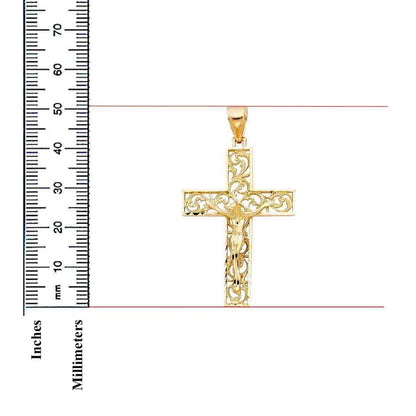 14K Yellow Gold Large Religious Crucifix Cross Pendant for Necklace or Chain