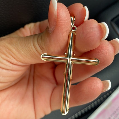 14K Yellow Gold Cubic Zirconia Religious Crucifix Cross Charming Pendant