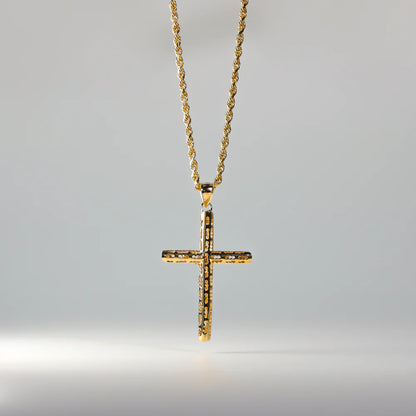 14K Two-Tone Gold Cut-Out Religious Crucifix Cross Pendant for Necklace or Chain