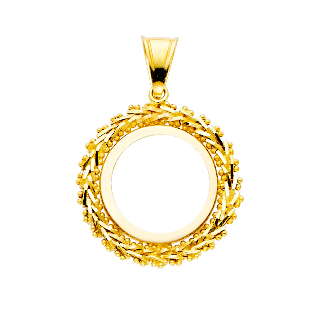 Gold pendant with a circular design on a white background available on the TX.ORO website.