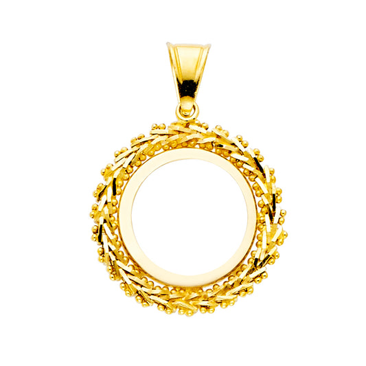 Gold pendant with a circular design on a white background available on the TX.ORO website.