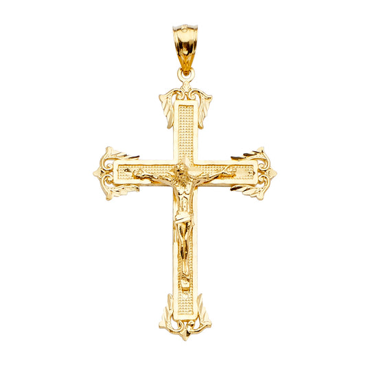 14K Yellow Gold Religious Crucifix Cross Pendant for Necklace or Chain