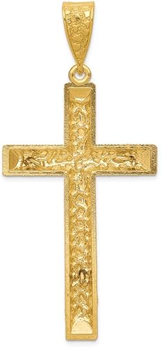 14K Two-Tone Gold Religious Crucifix Cross Pendant for Necklace or Chain