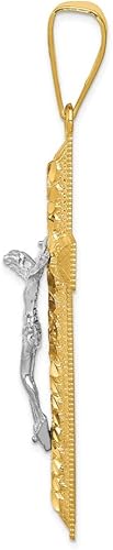 14K Two-Tone Gold Religious Crucifix Cross Pendant for Necklace or Chain