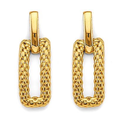 Pair of gold hoop earrings on a white background available on the TX.ORO website.