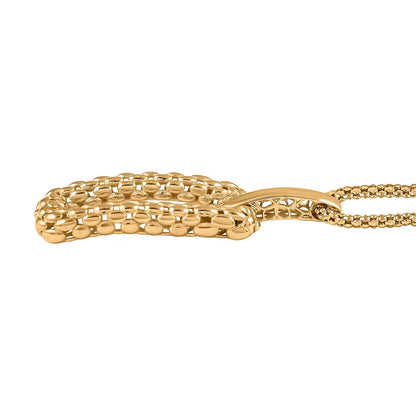 14K Yellow Gold Fancy Hollow Mesh Rectangle Pendant - Modern Textured Design