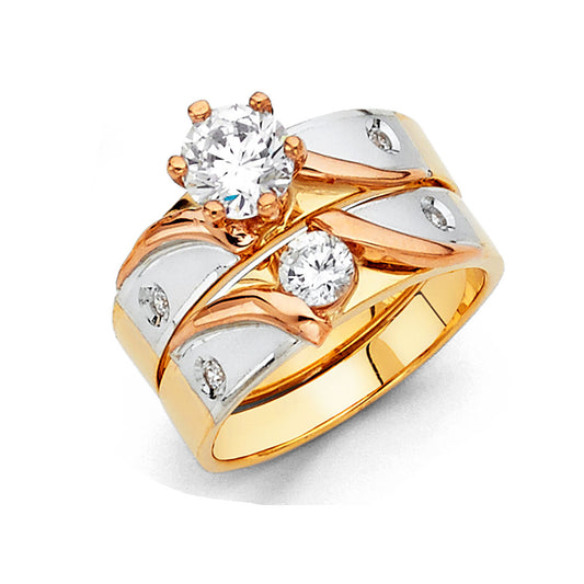 Two-tone gold ring with diamonds on a white background availabe on TX.ORO website.