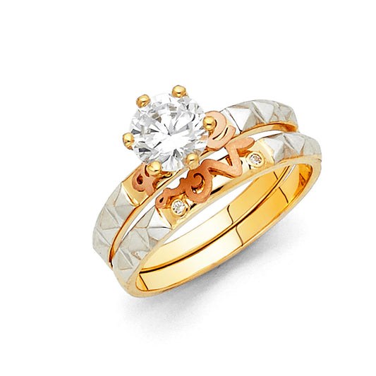 Two gold rings with diamond accents on a white background availabe on TX.ORO website.