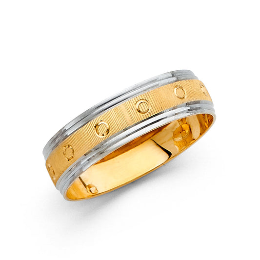 14K Two-Tone Yellow & White Gold 6mm Diamond-Cut Men's Wedding Band - Size 10