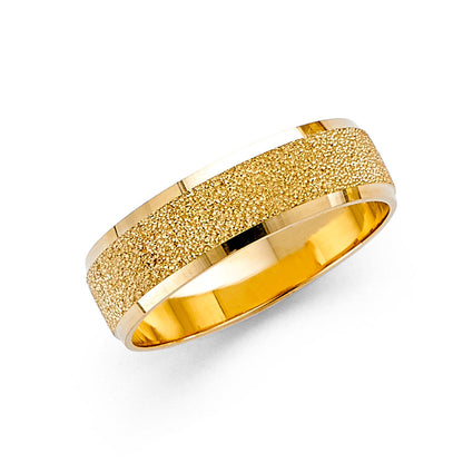 14K Yellow Gold 6mm Fancy Cut Men's Wedding Band Ring - Size 10