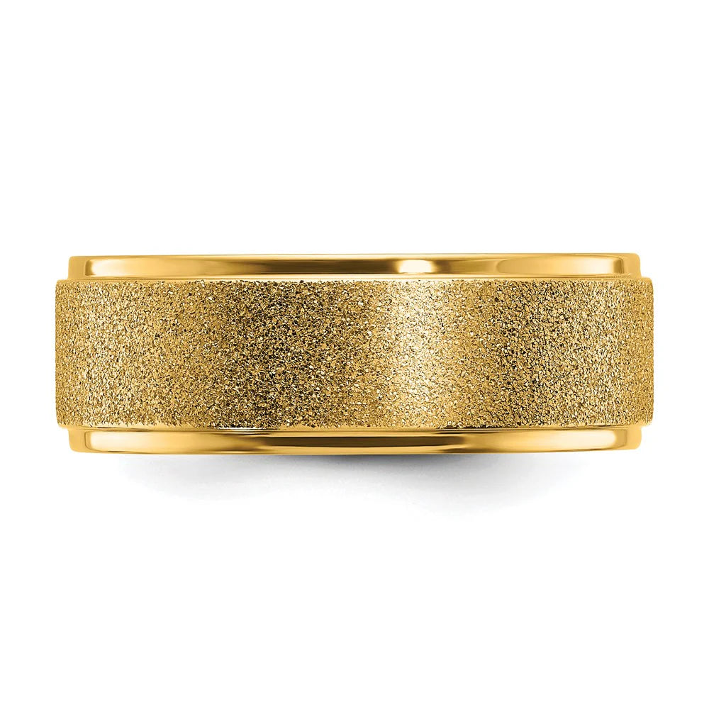 14K Yellow Gold 6mm Fancy Cut Men's Wedding Band Ring - Size 10