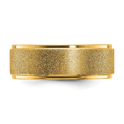 14K Yellow Gold 6mm Fancy Cut Men's Wedding Band Ring - Size 10