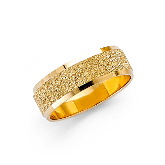 14K Yellow Gold 6mm Fancy Cut Women's Wedding Band Ring - Size 7