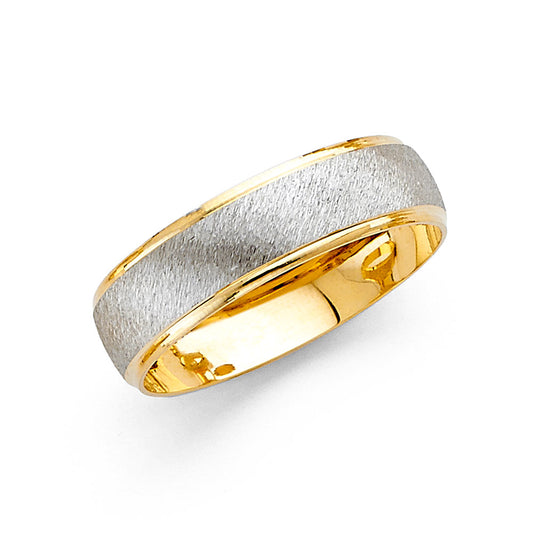 14K Two-Tone Yellow & White Gold 6mm Fancy Cut Men's Wedding Band