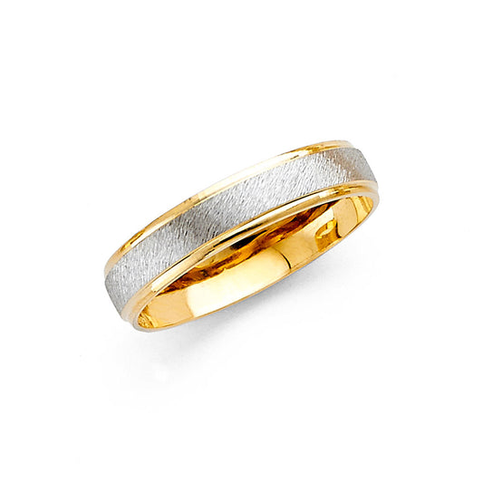 14K Two-Tone Yellow & White Gold 4mm Fancy Cut Women's Wedding Band Ring