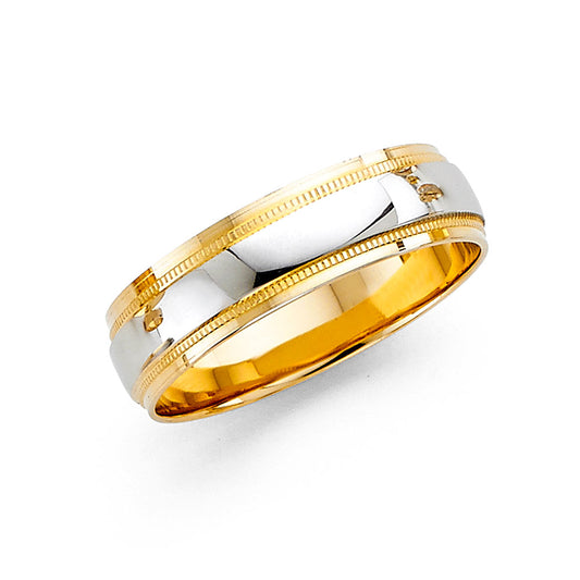 14K Two-Tone Yellow & White Gold 6mm Men's Wedding Band