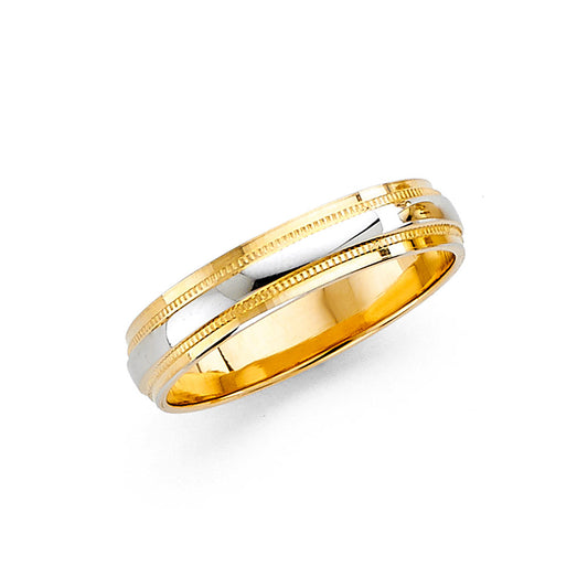 14K Two-Tone Yellow & White Gold 4mm Women's Wedding Band Ring