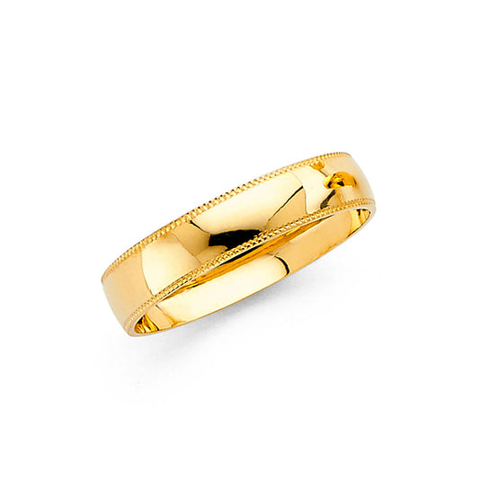 14K Yellow Gold 4mm Milgrain Women's Wedding Band Ring - Size 7