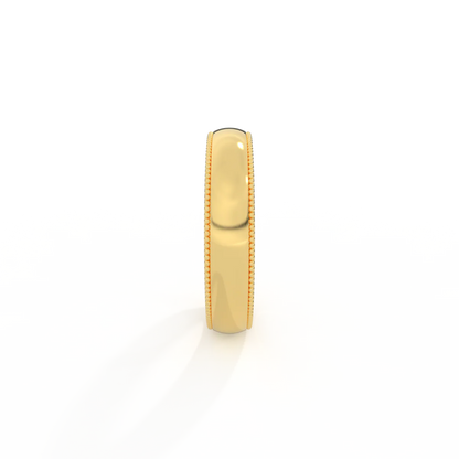 14K Yellow Gold 4mm Milgrain Women's Wedding Band Ring - Size 7