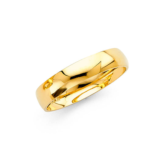 14K Yellow Gold 4mm Women's Wedding Band Plain Ring - Size 7