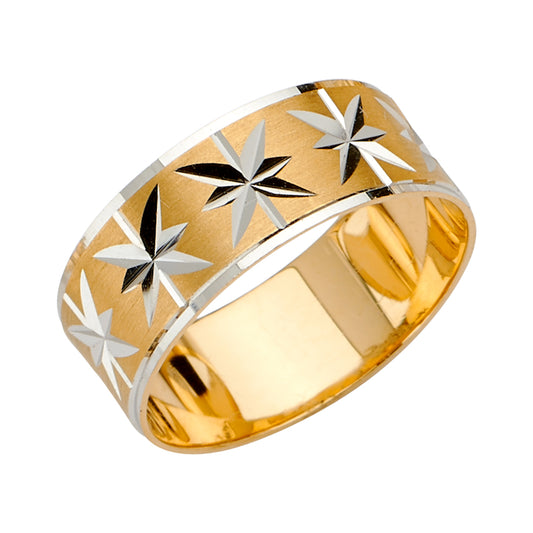 14K Two-Tone Yellow & White Gold 8mm DC Tapered 4.5g Men’s Wedding Band Ring