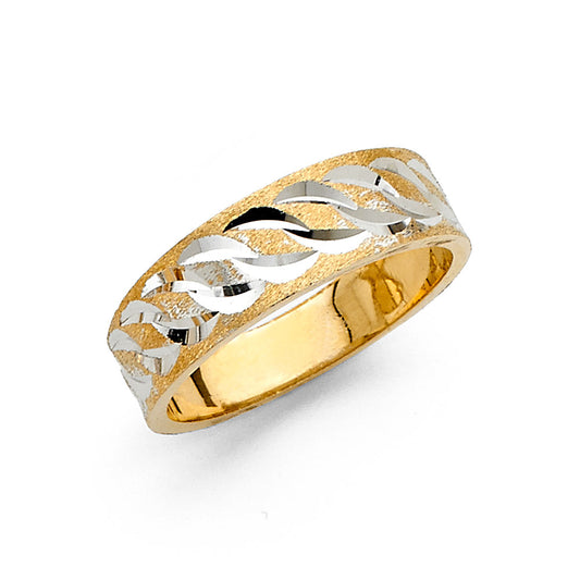 14K Two-Tone Yellow & White Gold 6mm DC Tapered 3.4g Women's Wedding Band Ring