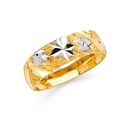 14K Two-Tone Yellow & White Gold 6mm Light Tapered Unisex Wedding Band Ring