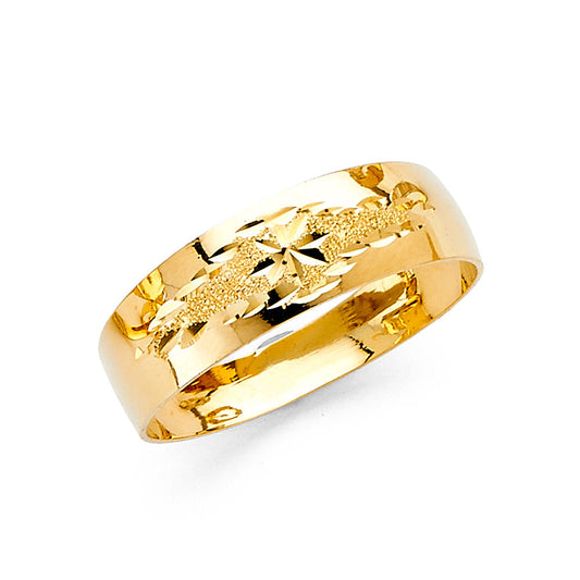 14K Yellow Gold 6mm Light Tapered Unisex Wedding Band Ring
