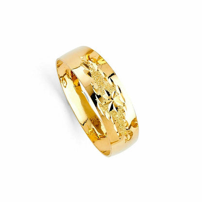 14K Yellow Gold 6mm Light Tapered Unisex Wedding Band Ring