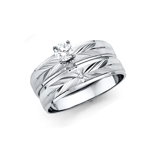 14K White Gold Cubic Zirconia Women's Engagement Ring